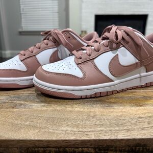 Nike Rose and White Low-Top Sneakers